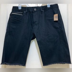 Cult of Individuality Rebel Short Mens Size 34 Black Denim Raw‎ Hemline